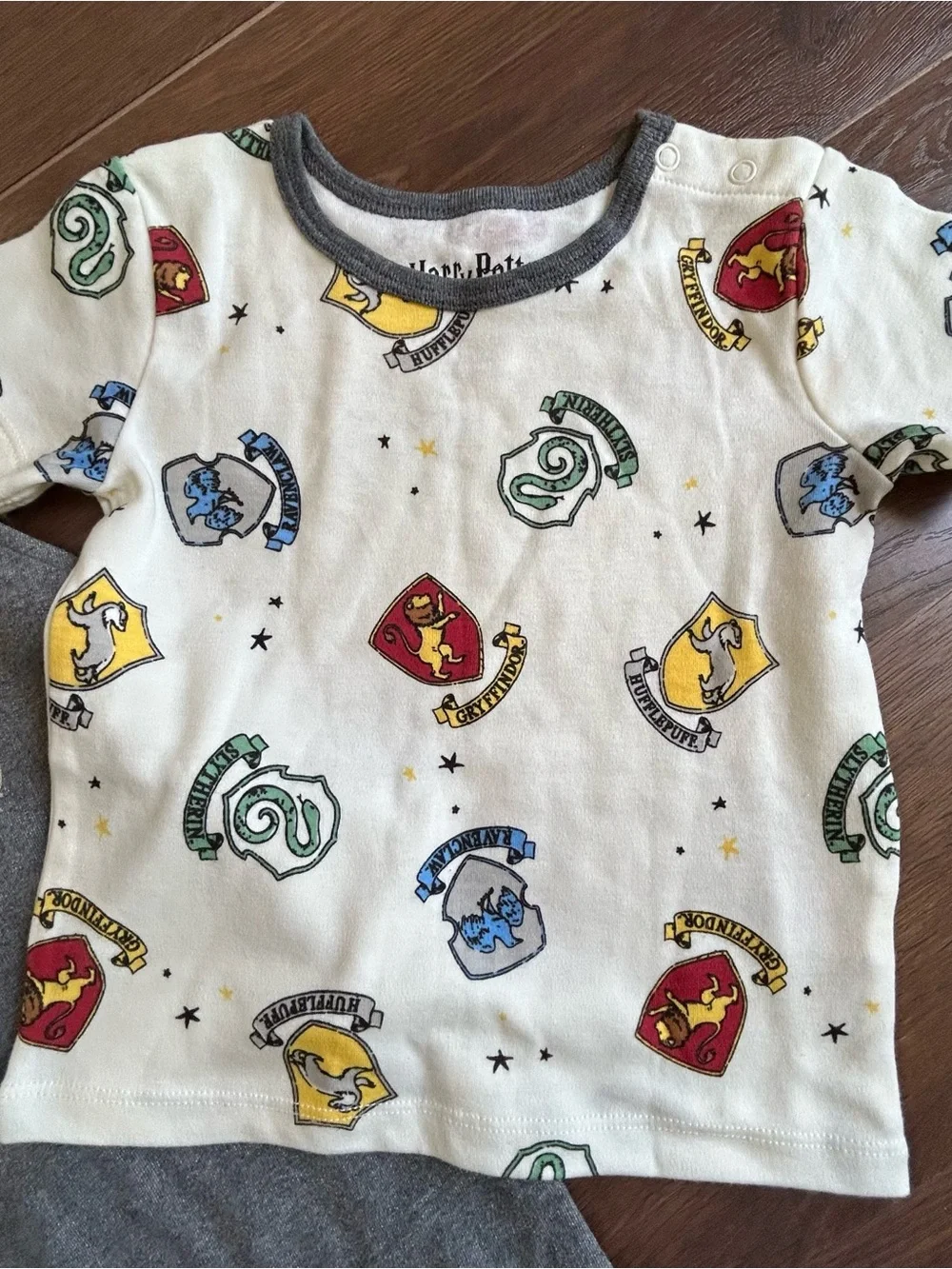 Harry Potter French Terry Short Overalls, T-Shirt, Hat Set 24m